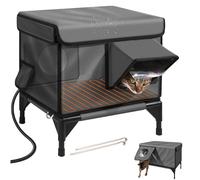 Heated Cat House for Outdoor Use, Insulated Weatherproof Shelter with Waterproof Eaves and Escape Door, Elevated Design for Feral and Stray Cats