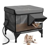 Heated Cat House for Outdoor Winter Use, Warm Shelter with Waterproof Eaves and Insulated Foldable Design Ideal for Stray Cats