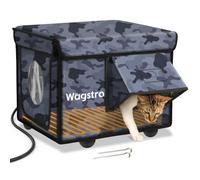 Heated Cat House for Outside, Waterproof Awning & Escape Door Heated Cat Houses for Indoor/Outdoor Cats in Winter, Elevated & Insulated Outdoor Cat Shelter for Feral Stray Barn Cat