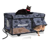 Heated Cat House for Outside, Waterproof Awning & Escape Door Heated Cat Houses for Indoor/Outdoor Cats in Winter, Elevated & Insulated Outdoor Cat Shelter for Feral Stray Barn Cat