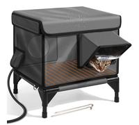 Heated Cat House, Insulated Outdoor Cat Shelter with Two Exits, Weatherproof Design, Safe Escape Door & Magnetic Lock for Feral Cats