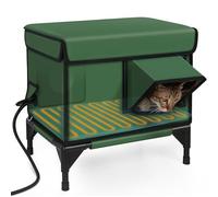 Heated Cat House - Waterproof Insulated Outdoor Shelter for Winter with Safe Escape Door & Lock for Feral and Stray Cats