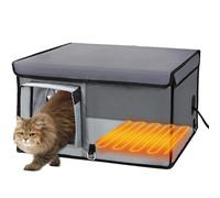 Heated Cat House - Waterproof Shelter with Thermostatic Heating Pad and Escape Door for Indoor and Outdoor Use