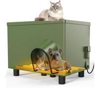 Heated Cat House Weatherproof Oxford Fabric Cat Shelter with Heating Pad for Winter Outside Insulated Shelter for Feral Stray Barn