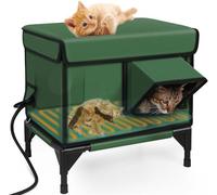 Heated Cat House, Winter Weatherproof Feral Cat Shelter with Heater, 9-Level Temperature, Feral Stray Outdoor Cat Cave, Elevated Base, Escape Door.(Small)