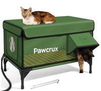 Heated Cat House with 1 Camera for Outdoor in Winter, Weatherproof Shelter with Heating Pad, Waterproof & Insulated & Safe Escape Door, Warm Home for Outside Stray Cat (Green, 17"x25.5"x17.9")