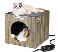 Heated Cat Houses for Outdoor Cats, Weatherproof Feral Cat House for Indoor Outside Cats Small Dogs in Winter, Heated Cat Bed with Pet Heating Pad, Foldable Waterproof Safe Insulated Cat Shelter