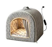 Heated Cat Indoor House 4 Temperature Levels Winter Cat Shelter | Heated Kitten Shelter for Pet Parents Trainers Animal Lovers Apartment Home Office Bedroom Living Room Study Balcony Gray L