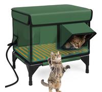 Heated Cat Shelter with Two Exits and Roof Window for Outdoor Winter Protection of Feral and Barn Cats