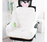 Heated Chair Cushion for Office, Semi-Enclosed Bunny Ears Design, Cute Velvet Floor Pillow with Support Ties for Waist and Backrest Comfort