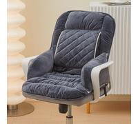 Heated Chair Cushion with Waist Pad, USB Heated Office Chair Pad with 3 Heat Levels and Elastic Buckle Strap Backrest, Portable Heated Seat Cushion for Home Office Use (Charcoal Grey)