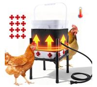 Heated Chicken Waterer 3 Gallon, 12L Poultry Waterer Feeder Set with Stand,12 Drinking Nipples, Chicken Coop Accessories for 15-20 Chickens