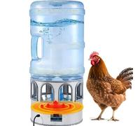 Heated Chicken Waterer, 80W Poultry Water Heater with 5 Gallon Capacity, 32°F-122°F Adjustable Temperature, 9 Drinking Windows & LED Display for Winter Use
