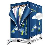 Heated Clothes Airer, 1500W-1.7 Meters Electric Clothes Dryer (Anion) with Remote Control, 2-Tier Foldable Clothes Airer with 12 Hangers, Heated Clothes Airer with Cover for Indoor, Apartment