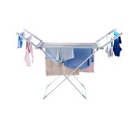 Heated Clothes Airer Aluminium White 147x54x94cm Foldable 20 Rods Eco Low-Energy