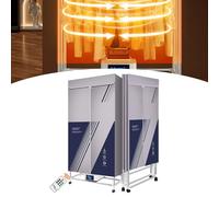 Heated Clothes Dryer with Cover, 2200W Quick Drying Machine, Stainless Steel, 20kg Capacity, Various Timer Settings for Indoor Drying