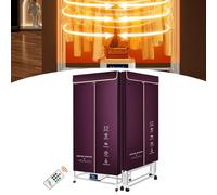 Heated Clothes Dryer with Cover, 2200W Quick Drying Machine, Stainless Steel Tube, 20kg Capacity, Timer Settings for Efficient Laundry