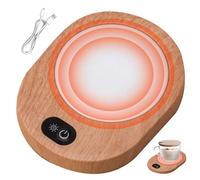 Heated Coaster, Mug Warmer USB Cup Warmer for Desk Wood Coffee Mug 55-65℃ Constant Temperature Coffee Portable Heated Coaster for Cocoa Milk Tea Home Office No Battery