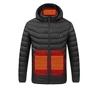 Heated Coats for Men Full Zip USB Charging Electric Hooded Heating Jackets 4 Levels Heat Setting Smart Heated Body Warmer Jacket 9/19 /21 Heating Zone Heat Outwear Outdoor Winter Warm Padded Coat