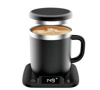 Heated Coffee Mug with Temperature Control & Display, USB Mug Warmer Set, PD Fast Heating Desk Mug, Stainless Steel Insulated Smart Mug with 5 Temp &5 Timer(Black-14oz)