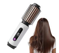 Heated Curling Brush, Ionic Hair Curler Comb, Wand with 3 Temperature Settings, Hair Curling Brushes for Women Men Salon Blowout Look, Frizz Control and Shine Boosting Styling Tool, Low Damage Heat