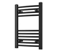 Heated Curved Black Towel Rail - For Luxurious Bathrooms - Efficient Towel Warmer & Storage Rack - Bathroom Radiator Towel Rail with Stylish Towel Holder - Easy Installation - H600mm x W400mm