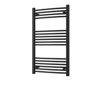 Heated Curved Black Towel Rail - For Luxurious Bathrooms - Efficient Towel Warmer & Storage Rack - Bathroom Radiator Towel Rail with Stylish Towel Holder - Easy Installation - H1000mm x W600mm