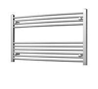 Heated Curved Chrome Towel Rail - For Luxurious Bathrooms - Efficient Towel Warmer & Storage Rack - Bathroom Radiator Towel Rail with Stylish Towel Holder - Easy Installation - H600mm x W1000mm