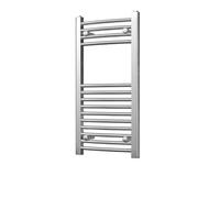 Heated Curved Chrome Towel Rail - For Luxurious Bathrooms - Efficient Towel Warmer & Storage Rack - Bathroom Radiator Towel Rail with Stylish Towel Holder - Easy Installation - H800mm x W400mm