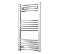 Heated Curved Chrome Towel Rail - For Luxurious Bathrooms - Efficient Towel Warmer & Storage Rack - Bathroom Radiator Towel Rail with Stylish Towel Holder - Easy Installation - H1000mm x W500mm