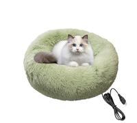Heated Dog Bed - Calming Round Donut Pet Bed With Soft Heating Pad, Washable Plush Sleeping Cushion For Small Dogs Cats Puppies Kittens | Warm Winter Pet Supplies For Home Holiday