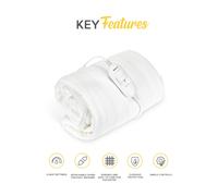MONHOUSE Premium Soft Fleece Electric Blanket - Heated Under Blanket - Heated Mattress Cover - Detachable Controller & Machine Washable - 3 Heat Settings - Double 120x135cm - White