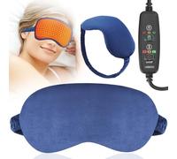 Heated Eye Mask for Dry Eyes, USB Electric Warming Sleep Mask, 3 Temperature (26-52℃) & Smart Timer, Blackout Eye Compress Heating Pad with Elastic Strap, Travel-Friendly for Fatigue Relief, Blue