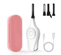 Heated Eyelash Curler, 3 in 1 Heated Lash Curlers Electric Lash Curler with 10s Fast Heating and 3 Brush Heads, 3 Heat Modes Eyelash Curlers for Makeup Tools with USB Rechargeable, 24H Natural Curling
