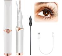 Heated Eyelash Curler for Women, Mini Electric Eyelash Curler for Instant Glam, 3 Temperature Adjustments Electric Eyelash Curlers, Heated Lash Curler, Natural Curling 24H Long Lasting USB (White)