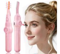 Heated Eyelash Curler, Heat Eye lash Curler Fast 8s Heating & Eyebrow Trimmer 2-in-1 Multifunctional, Rechargeable Electric Eyelash Curler with 3 Heat Settings, Ideal Makeup Tool Gift Q1