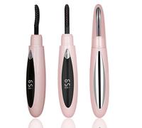 Heated Eyelash Curler, Portable Heated Lash Curler 24H Long Lasting Intelligent Power Off Electric Heated Eyelash Curler, Rechargeable Quick Heating Eyelash Curlers with Eyelash Comb for Makeup-Pink