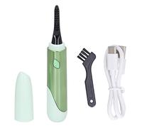 Heated Eyelash Curler Rechargeable Long Lasting Mini 4 Temperature Settings Curved Design for Beauty Salon ABS Material 5.7 Inch (Green)