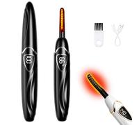 Heated Eyelash Curler - Smart Auto-Off Lash Curler with Adjustable Temperature Control for Natural Makeup & Long-Lasting Curls, Portable Heated Lash Curler for Women (Black)