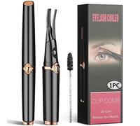 Heated Eyelash Curler, USB Rechargeable Electric Heating Eyelash Curler for Women, 3 Temperature Modes 2 in 1 Clip-Type Eyelash Curler with Built-in Comb Fast Heating & Long Lasting