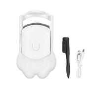 Heated Eyelash Curler USB Rechargeable Quick Curling Long Lasting Mascara Clip with Steel Comb White Perfect for Travel and Daily Use