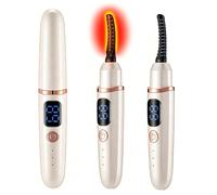 Heated Eyelash Curler White Intelligent Power Off Electric Eyelash Curler Accurate Temperature Control Heated Lash Rechargeable for Long Lasting Natural Makeup 3 Settings