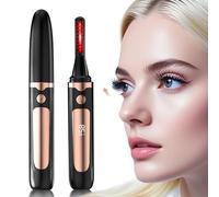 Heated Eyelash Curlers Electric with LED Display - 10s Fast Heating, 4 Temp Modes Rechargeable Eyelash Curler for Women, 24H Lasting & Burn-Proof Design (Black)