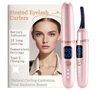 Heated Eyelash Curlers with Battery Indicator, Electric Eyelash Curler 3 Temperature Modes LED Display USB Rechargeable Makeup Tools, Heated Lash Curler Ideal Christmas Gift for Women FEN612