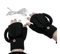Heated Fingerless Gloves - USB Rechargeable Heated Gloves Soft Knit Half Finger for Typing, Gaming & Office | Electric Hand Warmers For Men & Women | Camping D'hive