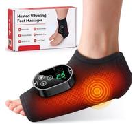 Heated Foot & Ankle Massage Wrap for Neuropathy, Portable Heating Pad | 11.22 Inch Adjustable Strap, 3000mAh, 6 Heat Levels & 3 Vibration Modes, Auto Timer, 1.5-2H Heat Runtime, 14H Massage Only