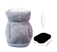Heated Foot Warmer, Foot Warmer Plush Shoes Heater, Comfortable Microfiber Wool Foot Warmer Feet Warmers For Women with Lighting Switch Position, Automatic Shutdown, Soft (Grey)