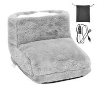 Heated Foot Warmers - Furry USB Foot Warmer, Electric Foot Warmer Heated Slippers for Men Women with Timer Settings & Adjustable Temperature, Winter Home Office Dormitory Keep Feet Warm (Grey)