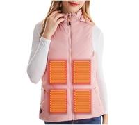 Heated Gilet for Women UK Electric Heated Vest Jacket USB Body Warmer Stand Collar Sleeveless Jacket Cardigan Winter Thermal Vest Quilted Gilet Heated Waistcoat Puffer Padded Gilet for Skiing