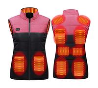 Heated Gilet Womens Electric Body Warmer Sleeveless Jackets Winter Thermal Heated Vest Unisex Warm Heating Coat for Outdoor Camping Riding Hiking Pink S-5XL (Battery Pack Not Included)